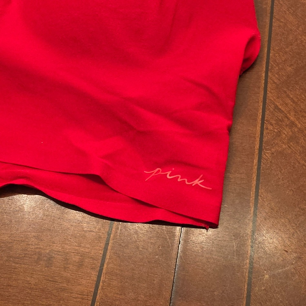 PINK Victoria's Secret Bra Womens L Red Wireless Push Up Seamless Bralette Logo - Picture 2 of 6